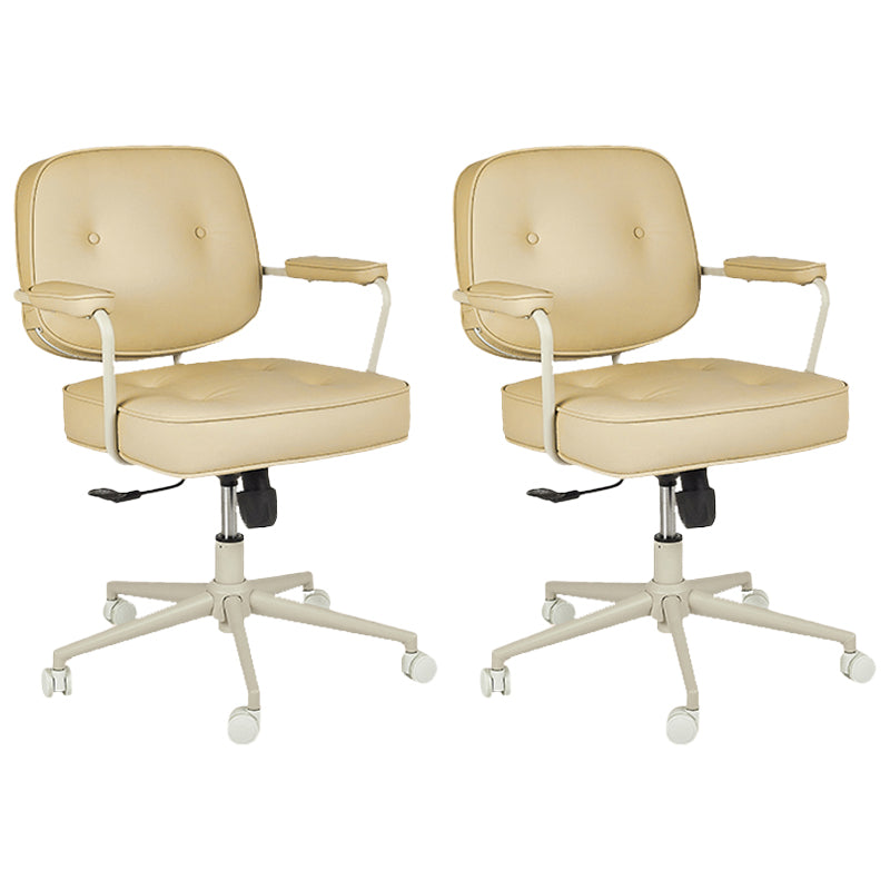 Padded Arms Desk Chair Modern No Distressing Leather Ergonomic Chair with Wheels