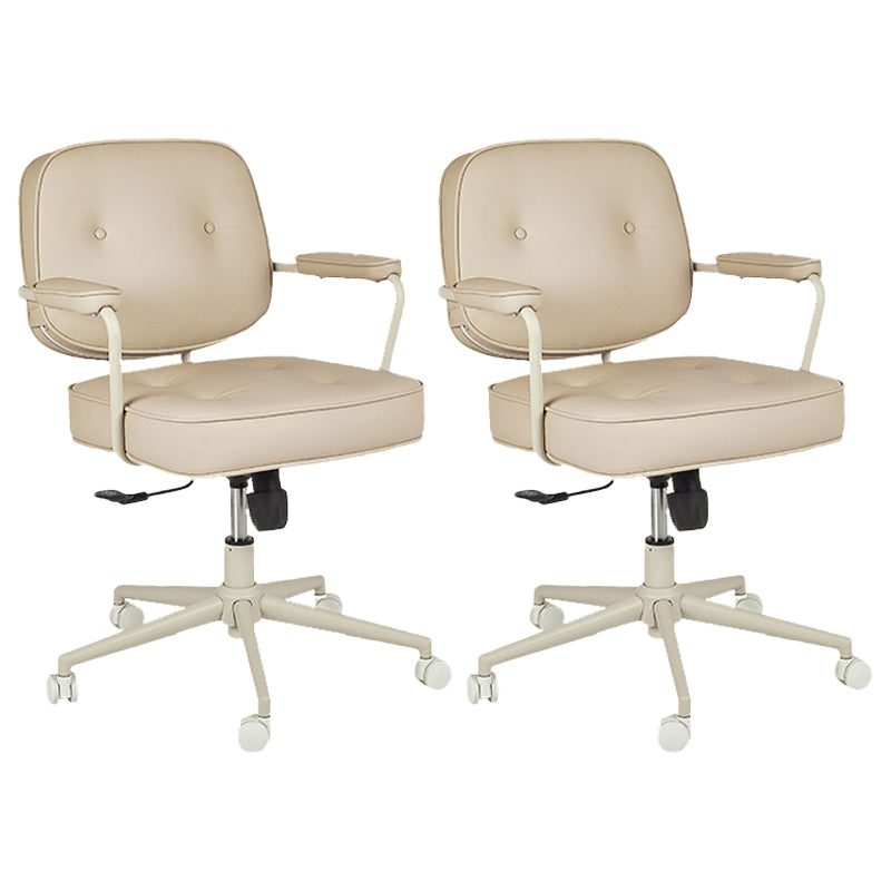 Padded Arms Desk Chair Modern No Distressing Leather Ergonomic Chair with Wheels