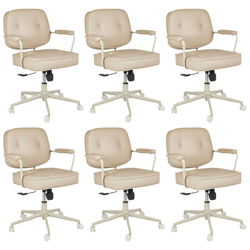 Padded Arms Desk Chair Modern No Distressing Leather Ergonomic Chair with Wheels