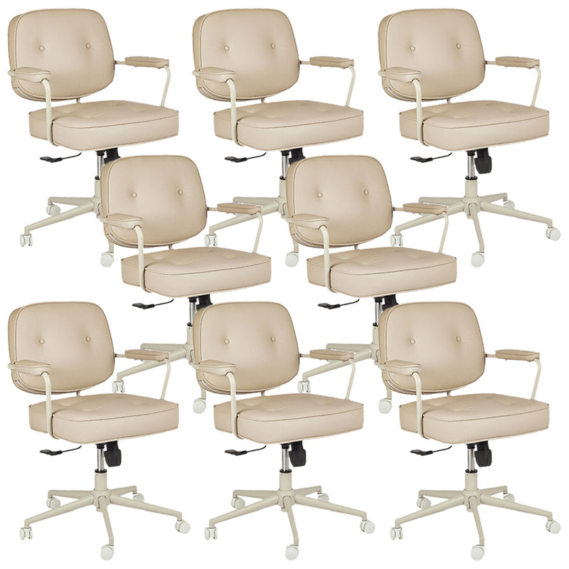 Padded Arms Desk Chair Modern No Distressing Leather Ergonomic Chair with Wheels