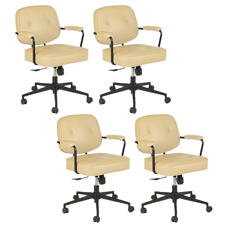 Padded Arms Desk Chair Modern No Distressing Leather Ergonomic Chair with Wheels