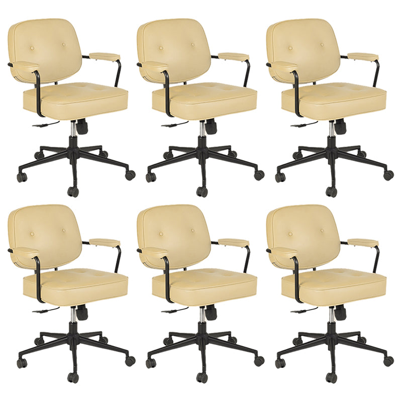 Padded Arms Desk Chair Modern No Distressing Leather Ergonomic Chair with Wheels