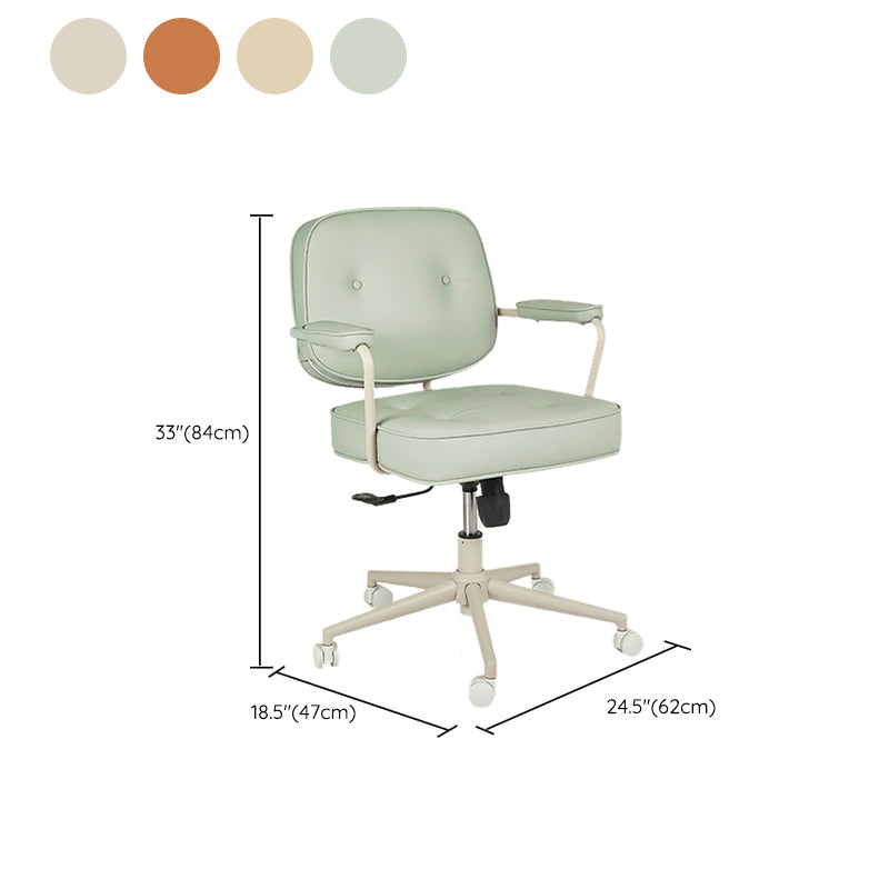 Padded Arms Desk Chair Modern No Distressing Leather Ergonomic Chair with Wheels