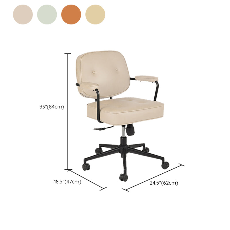 Padded Arms Desk Chair Modern No Distressing Leather Ergonomic Chair with Wheels