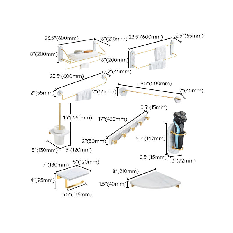Modern Bathroom Accessory As Individual Or As a Set in Marble and Metal
