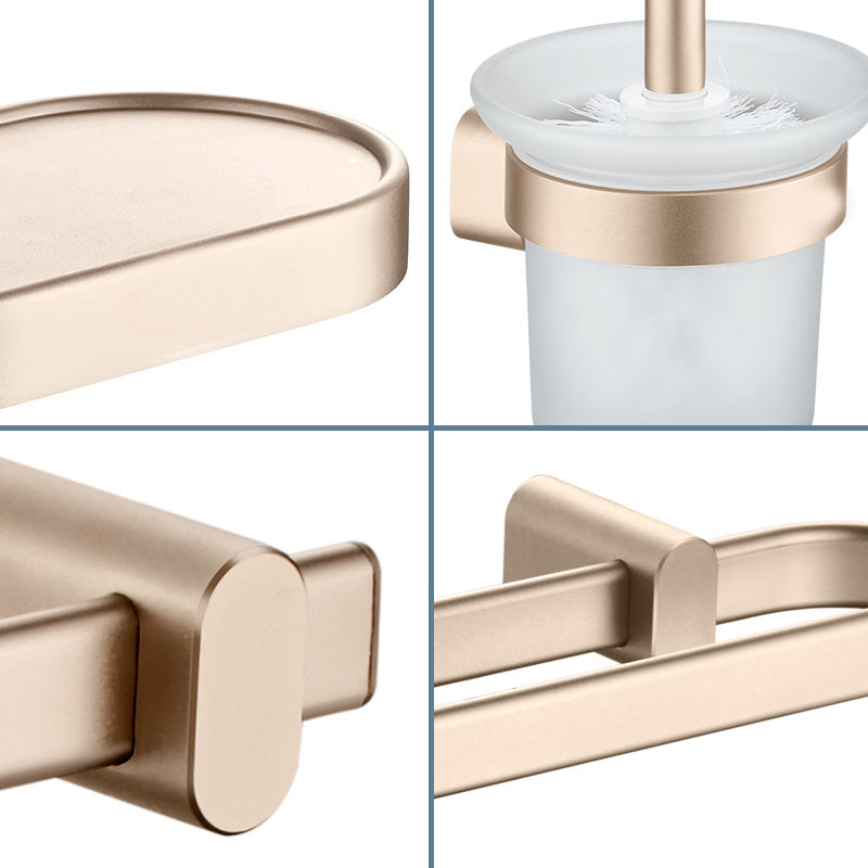 Golden Modern Bathroom Accessory Set Polished Brass Bath Shelf/Towel Bar/Robe Hooks