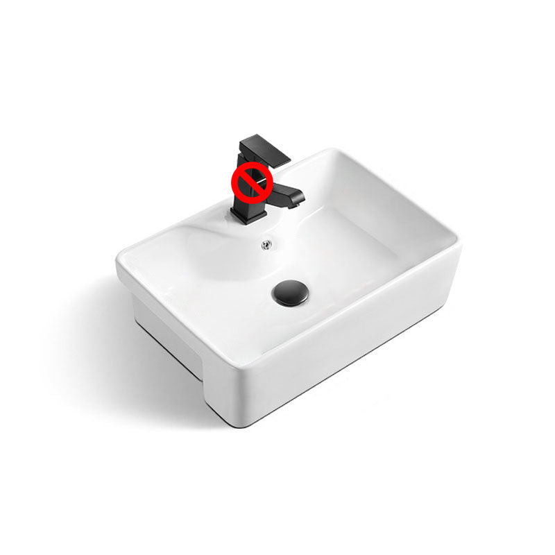 Modern Bathroom Sink Rectangular Vessel Lavatory Sink in White(Not Included Faucet)