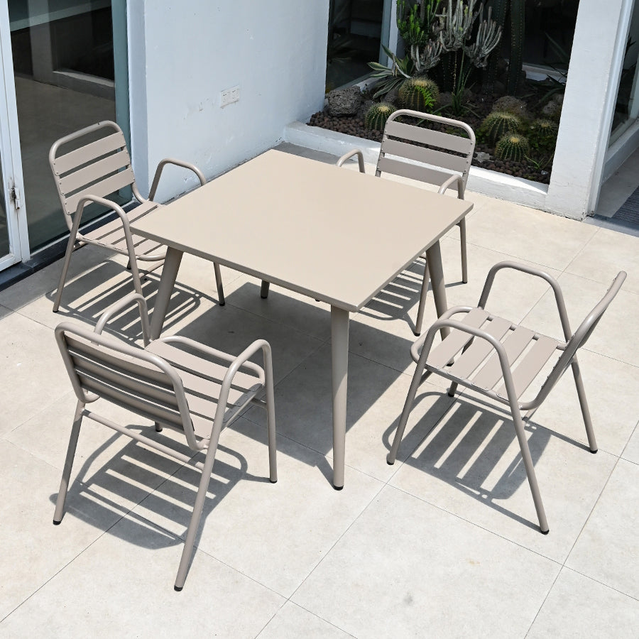 Boho Style Dining Set Grey Metal 1/5/7 Pieces Dining Set with Metal Frame