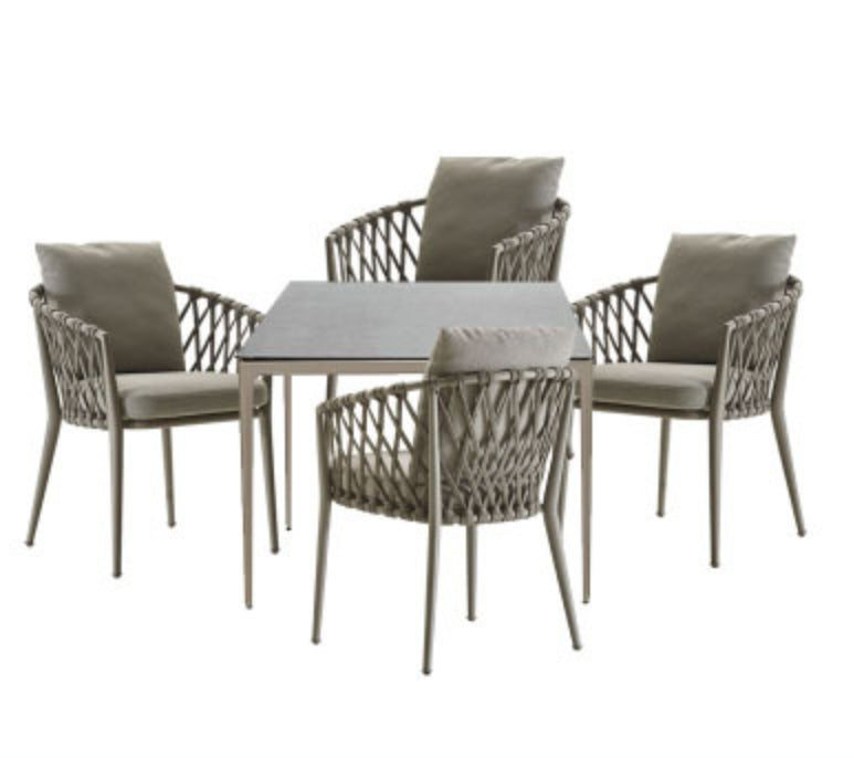 Boho Style Rectangular Dining Set Metal Base 1/3/5/7 Pieces Dining Set