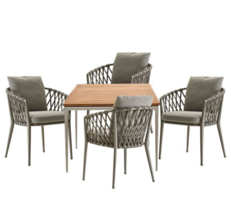 Boho Style Rectangular Dining Set Metal Base 1/3/5/7 Pieces Dining Set