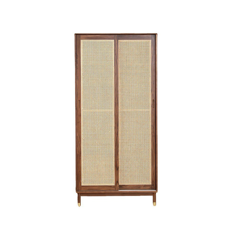 Modern Solid Wood Wardrobe Cabinet 2 Sliding Doors Sliding with Drawer
