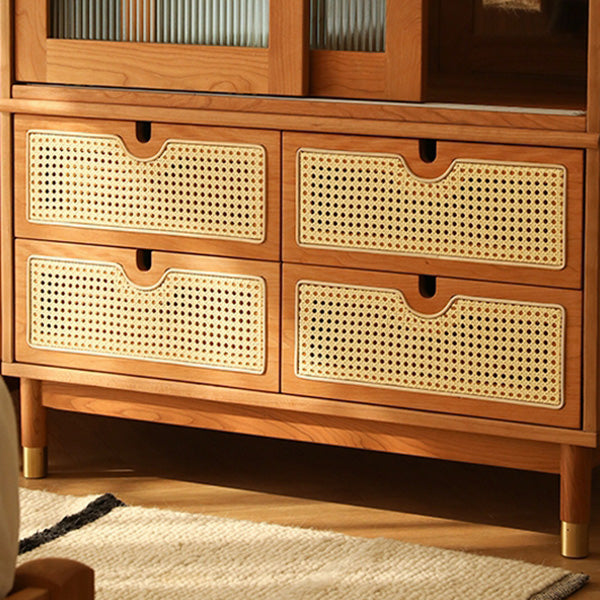 Modern Solid Wood Wardrobe Cabinet 2 Sliding Doors Sliding with Drawer