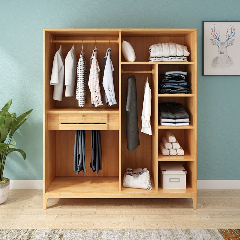 Bedroom Hinged Door Cabinet Traditional Rubberwood Storage Cabinet