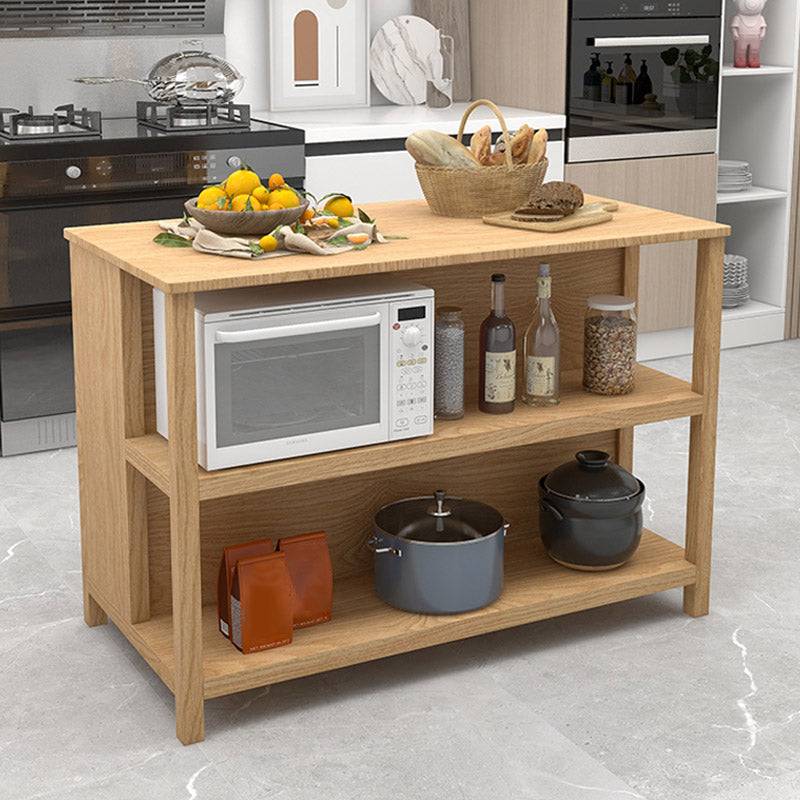 Contemporary Kitchen Island Table Dining Room Prep Table with Storage Cabinet