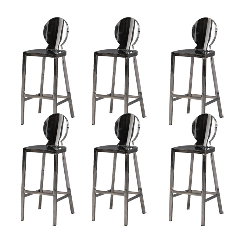 Industrial Style Counter Stool Silver Metal Bar Stool for Living Room