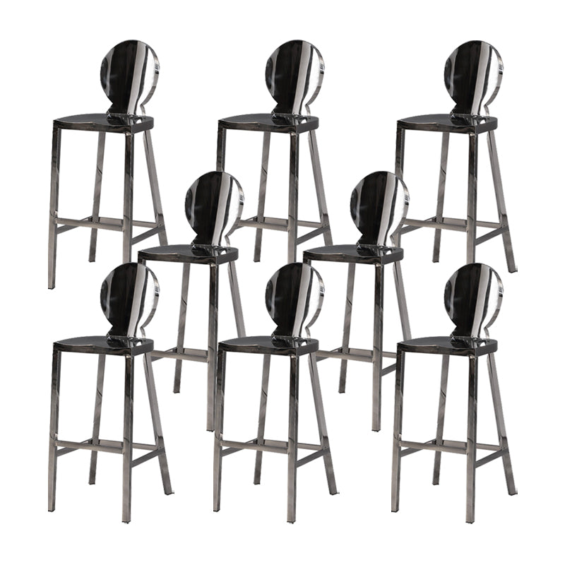 Industrial Style Counter Stool Silver Metal Bar Stool for Living Room