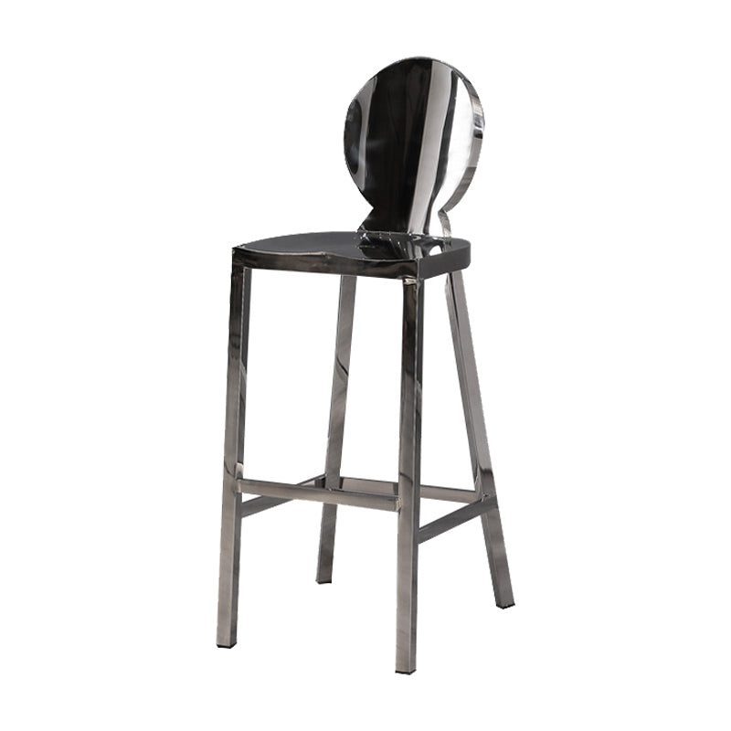 Industrial Style Counter Stool Silver Metal Bar Stool for Living Room