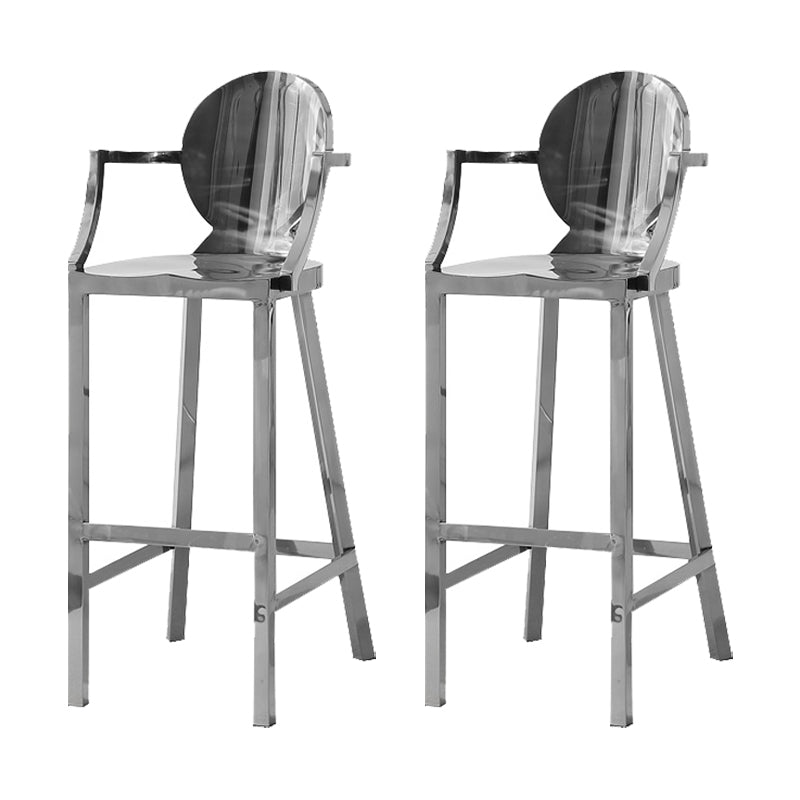 Industrial Style Counter Stool Silver Metal Bar Stool for Living Room