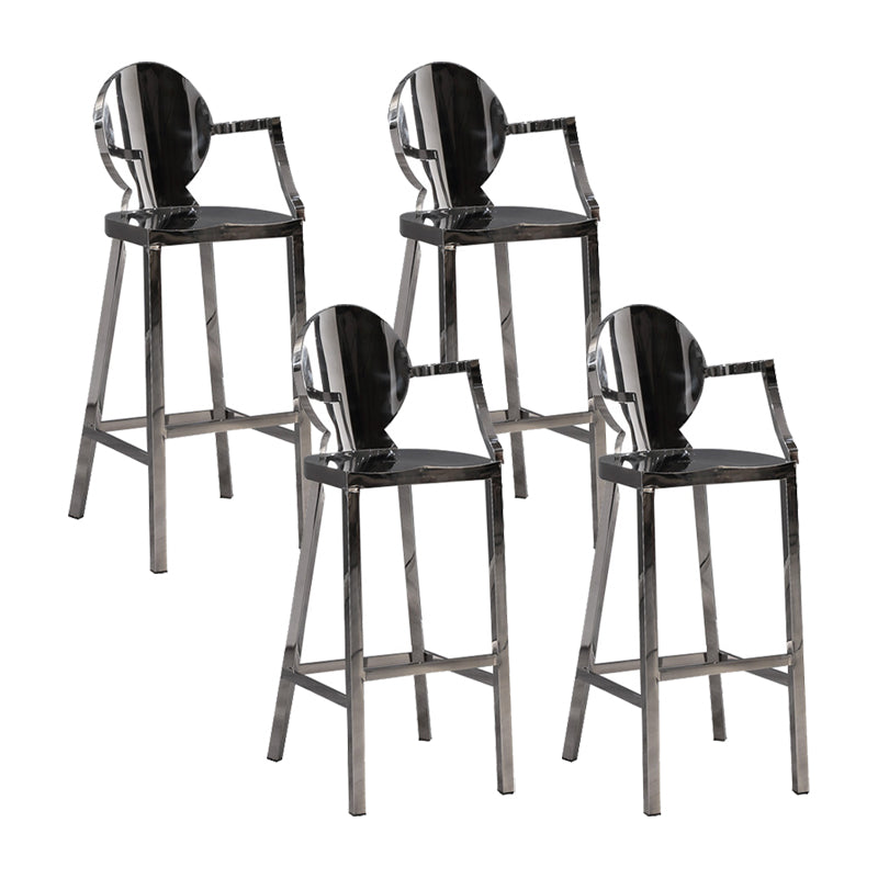 Industrial Style Counter Stool Silver Metal Bar Stool for Living Room