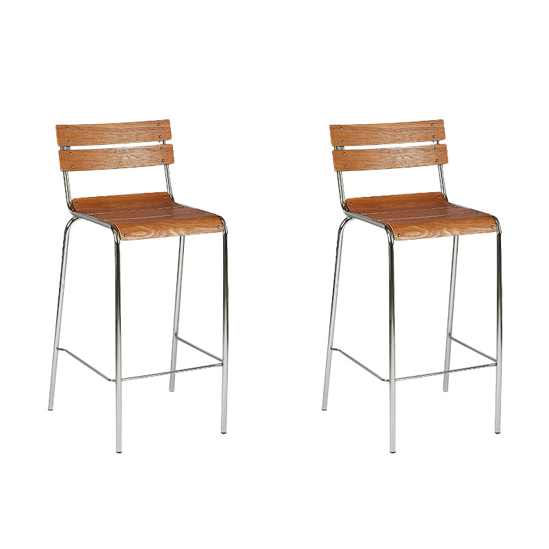 Modern Style Counter Stool Wood Saddle Seat Bar Stool with Metal Base