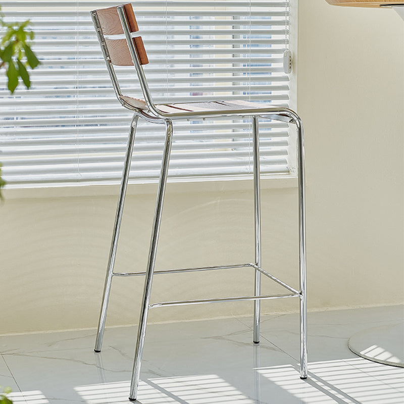 Modern Style Counter Stool Wood Saddle Seat Bar Stool with Metal Base