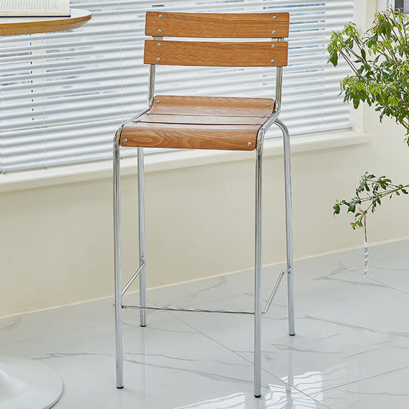 Modern Style Counter Stool Wood Saddle Seat Bar Stool with Metal Base