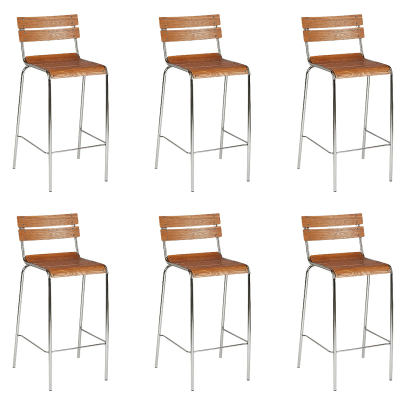 Modern Style Counter Stool Wood Saddle Seat Bar Stool with Metal Base