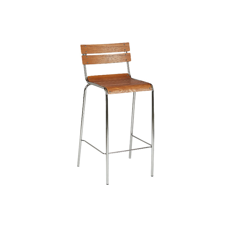 Modern Style Counter Stool Wood Saddle Seat Bar Stool with Metal Base