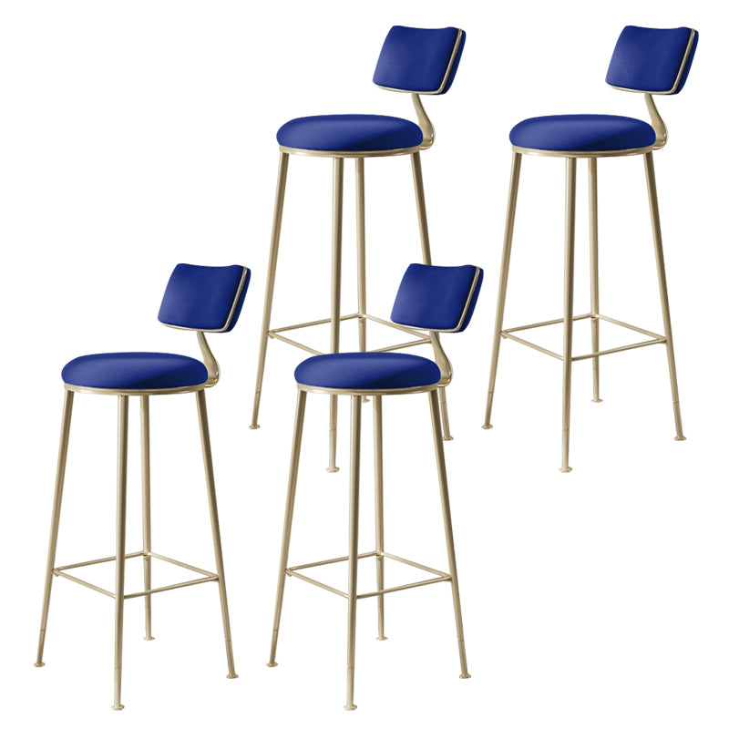 Glam Backrest Counter Stool Iron Bar Stool with Cushion and Pedal for Milk Tea Shop