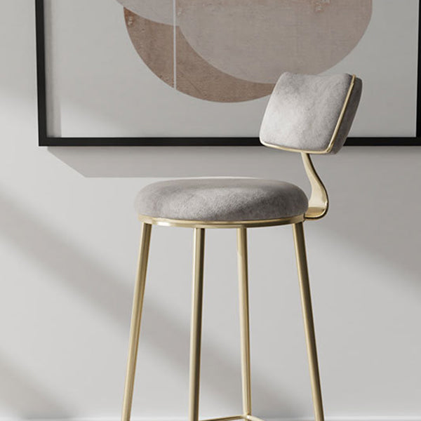 Glam Backrest Counter Stool Iron Bar Stool with Cushion and Pedal for Milk Tea Shop