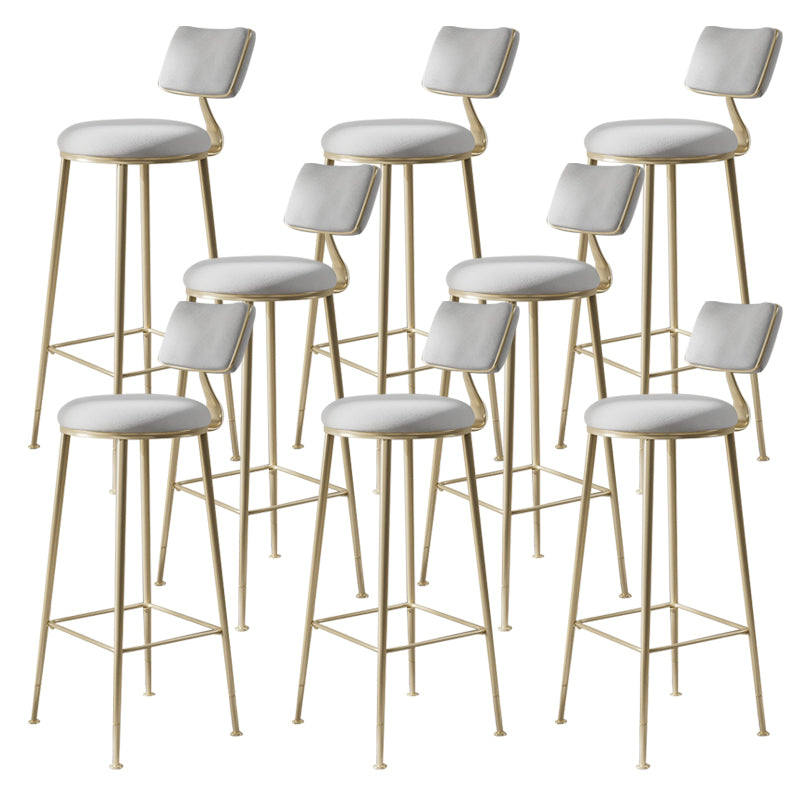 Glam Backrest Counter Stool Iron Bar Stool with Cushion and Pedal for Milk Tea Shop