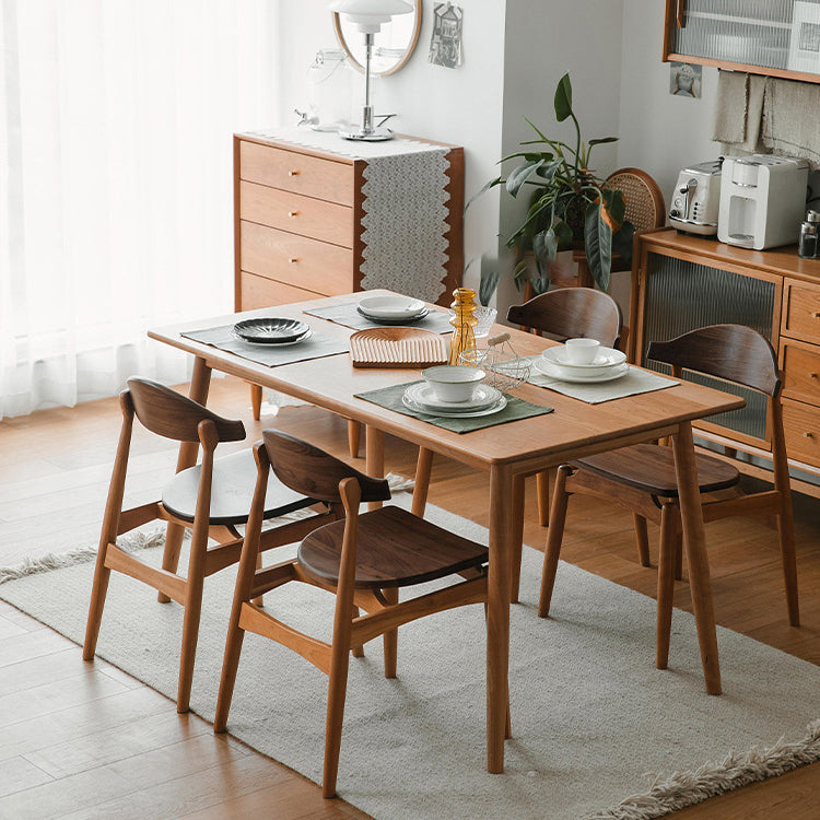 Open Back Dining Side Chair Contemporary Walnut Wood Dining Chair
