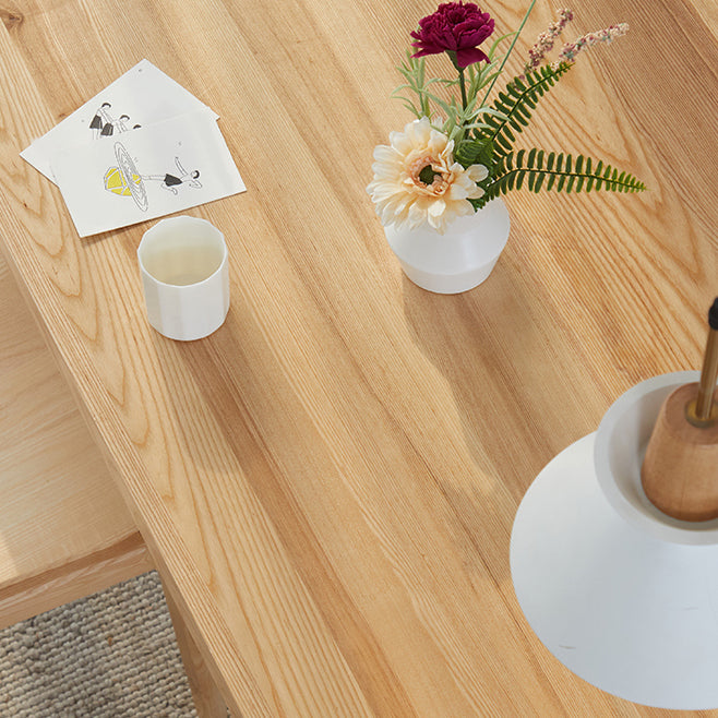 Natural Finish Dining Table Set with Acrylic Base 1/2/5/7 Pcs Ash Wood Dinette Set