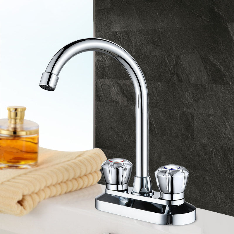 High-Arc Brass Bathroom Faucet Double Handle Vessel Sink Faucet