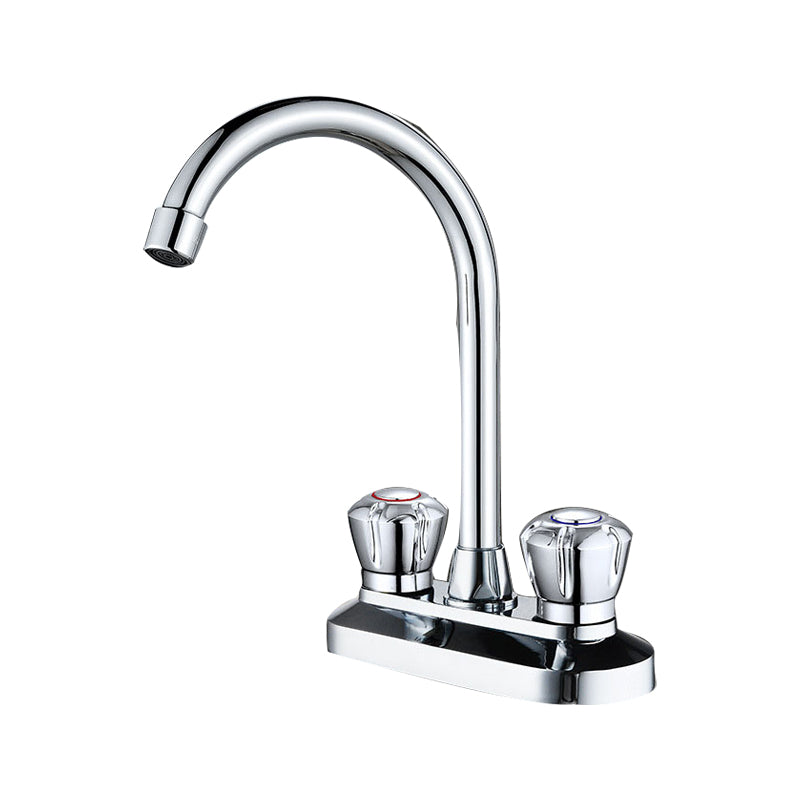 High-Arc Brass Bathroom Faucet Double Handle Vessel Sink Faucet