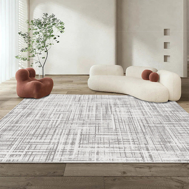 Grey Modern Rug Polyester Graphic Area Rug Tear Resistant Rug for Home Decor