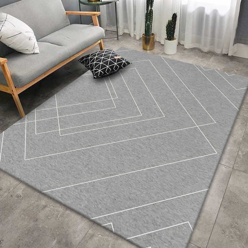Grey Modern Rug Polyester Graphic Area Rug Tear Resistant Rug for Home Decor