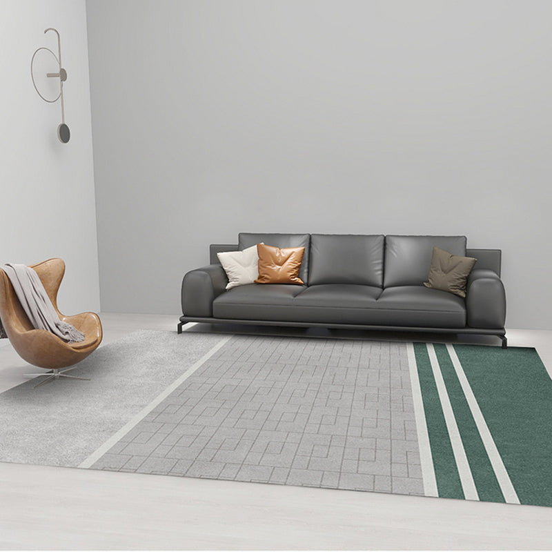 Grey Modern Rug Polyester Line Rug Tear Resistant Rug for Living Room
