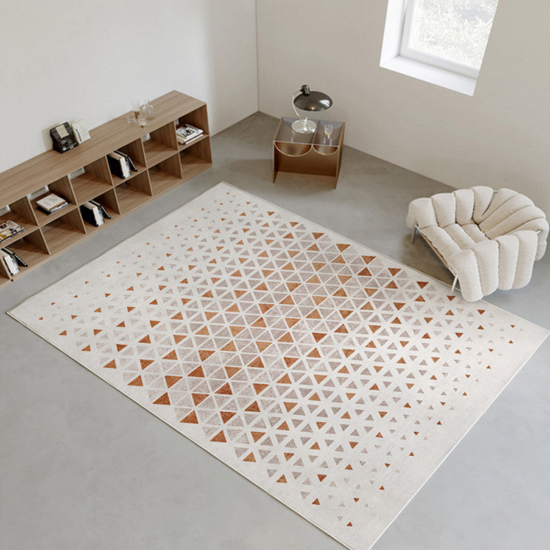 White Modern Rug Graphic Polyester Area Rug Washable Rug for Home Decor