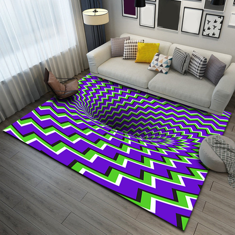 Modern Purple Rug Polyester 3D Geometric Rug Stain Rrsistant Rug for Living Room