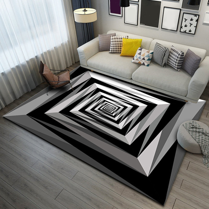 Modern Purple Rug Polyester 3D Geometric Rug Stain Rrsistant Rug for Living Room