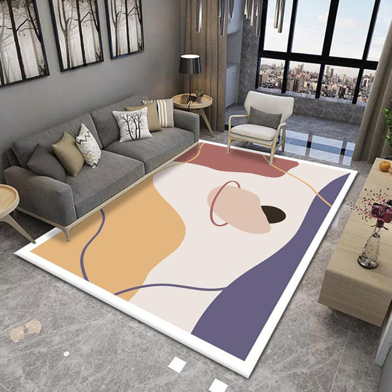 Light Orange Modern Rug Color Piece Polyester Rug Tear Resistant Rug for Living Room
