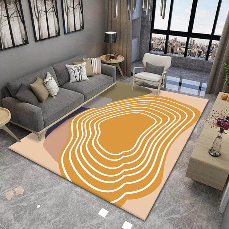 Light Orange Modern Rug Color Piece Polyester Rug Tear Resistant Rug for Living Room