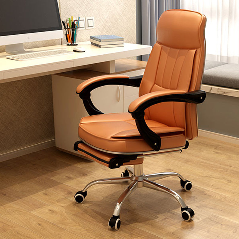 Padded Arms Leather Desk Chair Modern No Distressing Ergonomic Office Chair with Wheels