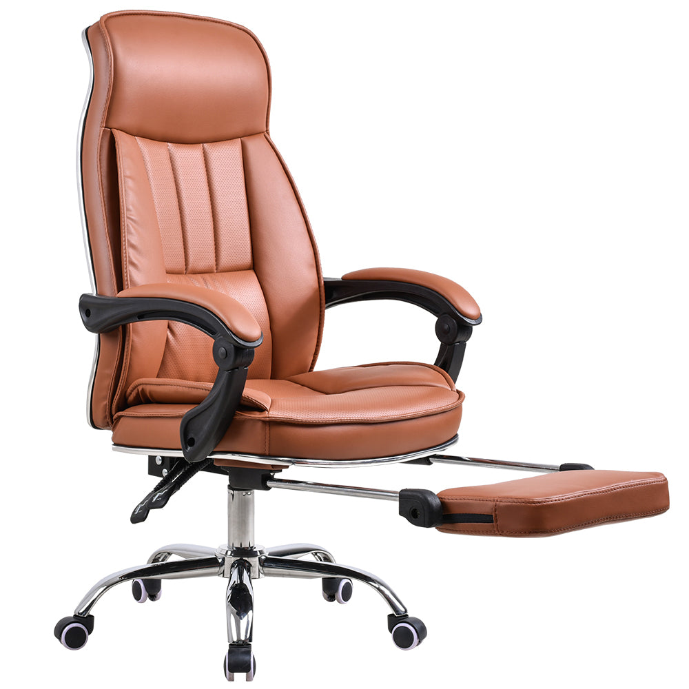 Padded Arms Leather Desk Chair Modern No Distressing Ergonomic Office Chair with Wheels