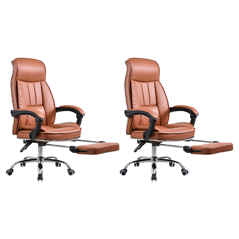 Padded Arms Leather Desk Chair Modern No Distressing Ergonomic Office Chair with Wheels