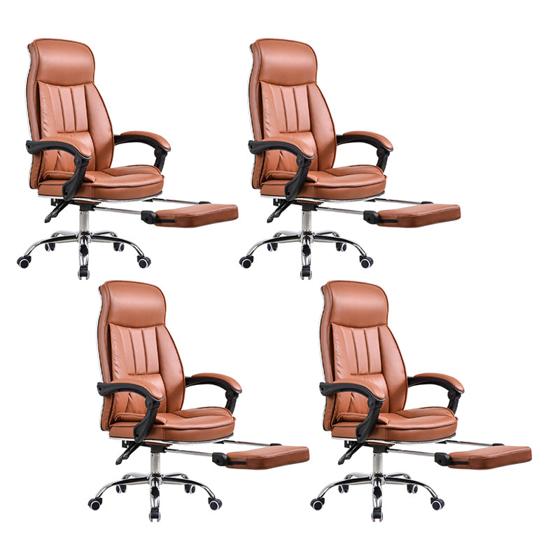 Padded Arms Leather Desk Chair Modern No Distressing Ergonomic Office Chair with Wheels