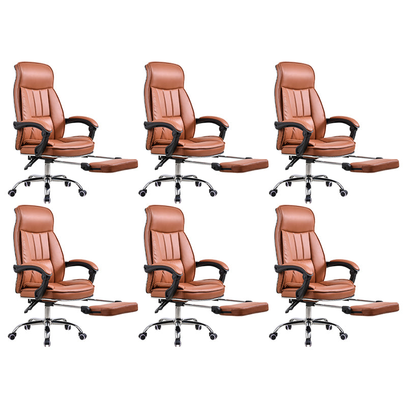 Padded Arms Leather Desk Chair Modern No Distressing Ergonomic Office Chair with Wheels