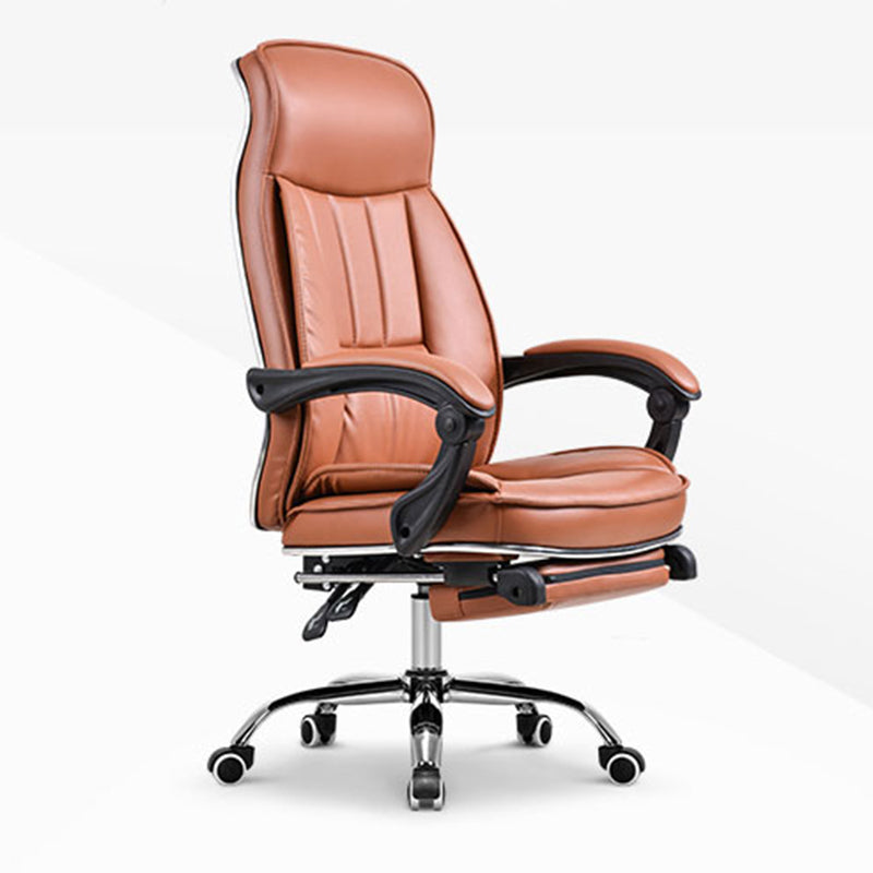 Padded Arms Leather Desk Chair Modern No Distressing Ergonomic Office Chair with Wheels