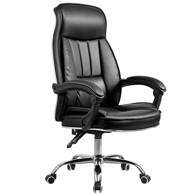 Padded Arms Leather Desk Chair Modern No Distressing Ergonomic Office Chair with Wheels